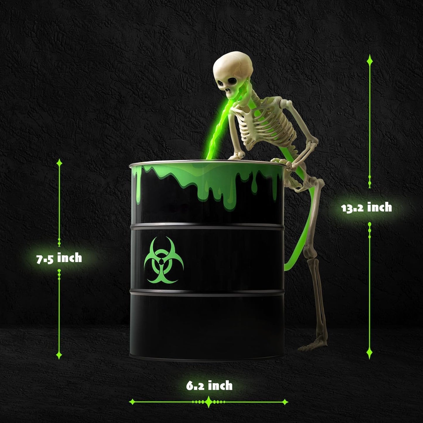 đHalloween Sale 49% OFFâ ď¸ Glowing Puking Skull Prop with Bloody Bucket