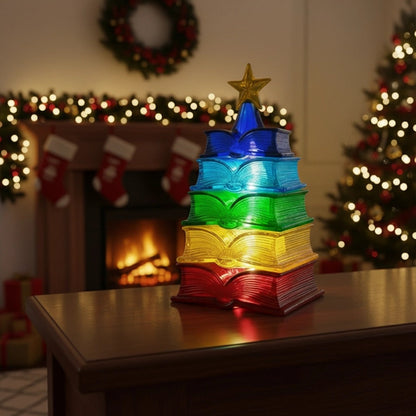 🌈Rainbow Book Light📚- Stacked Christmas Tree
