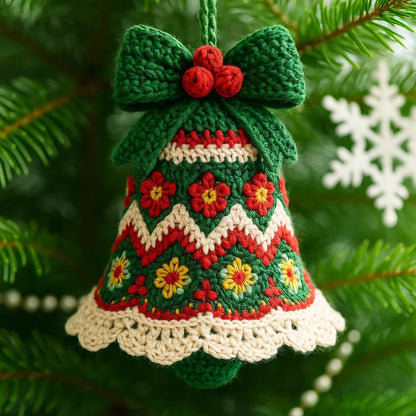 🎄Christmas discount  🌲DIY Knitted Christmas Tree Bell Decoration – ✨Handmade Holiday Decoration Set💖